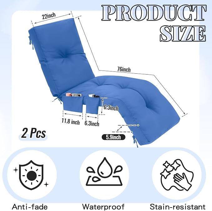 Kigley Outdoor Chaise Lounge Cushions - Image 2
