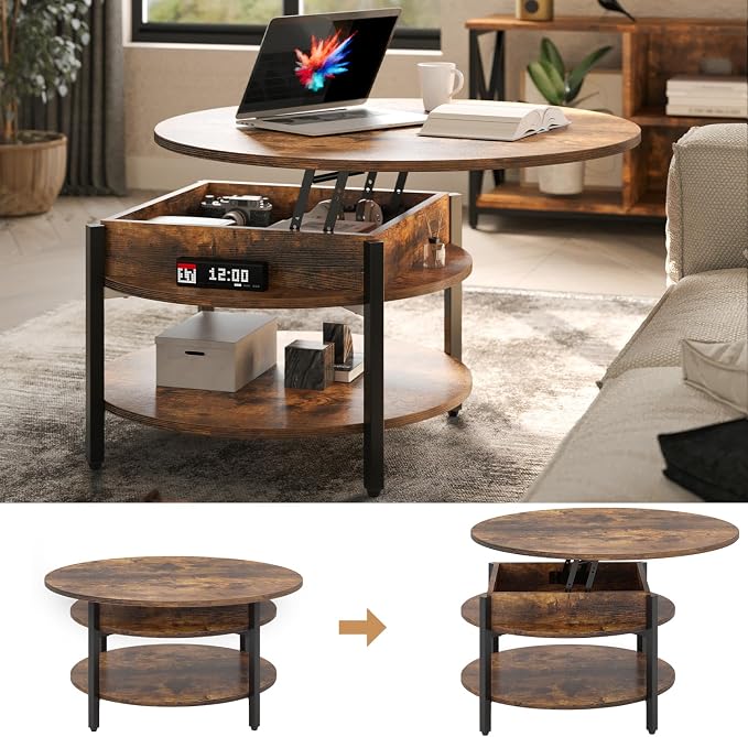 FABATO Round Lift Top Coffee Table - Image 7