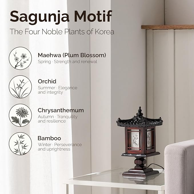 Traditional Korean Wood Lamp | Handmade Asian Oriental Table Lantern | Bedside - Image 3