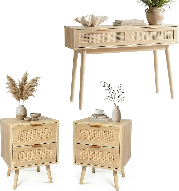 HOPUBUY Console Table and Nightstands Set of 2, Narrow Sofa Table by HOPUBUY