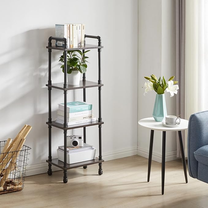 IBUYKE Industrial Pipe Ladder Shelf, 4-Tier Vintage Style Book Shelf, Free - Image 5