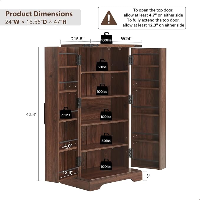 ACCOHOHO 47" Kitchen Pantry, Farmhouse Storage Cabinet - Image 2