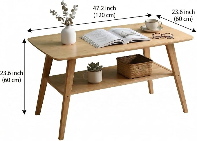 Eco-Friendly Natural Bamboo Coffee Table - Image 3