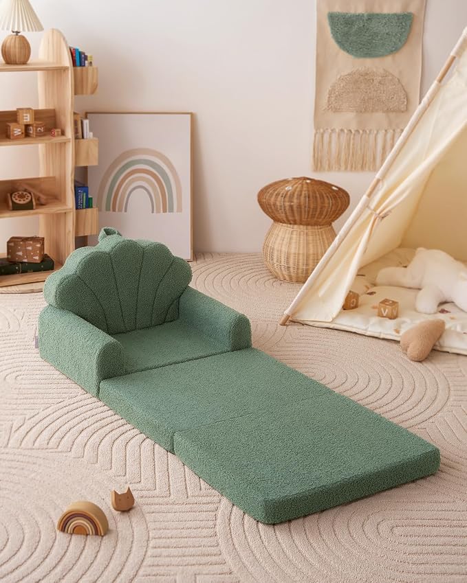 Blissful Diary Kids Couch, 2-in-1 Soft Toddler Couch Fold Out, Toddler Chair - Image 9