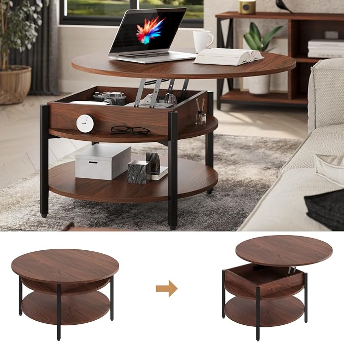 FABATO Round Lift Top Coffee Table - Image 7
