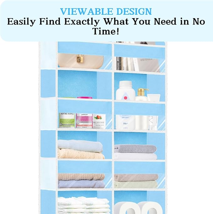 Over The Door Organizer 6 Tiers, Extra Large Behind Door Storage of 12 - Image 4