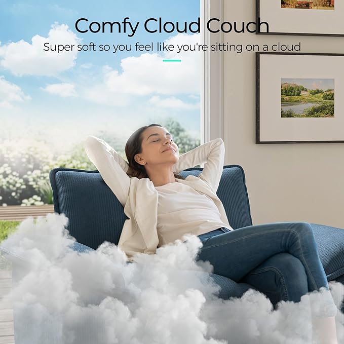 LINSY HOME 123" Modular Sectional Sofa, 3-Seat Corduroy Modern Cloud Couch - Image 5