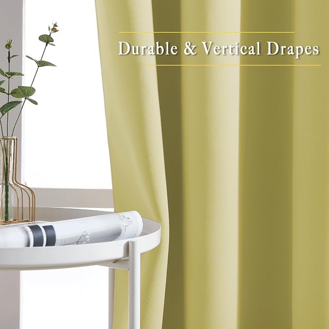 NICETOWN Paler Yellow Room Darkening Curtains 63 inch Length - Image 5
