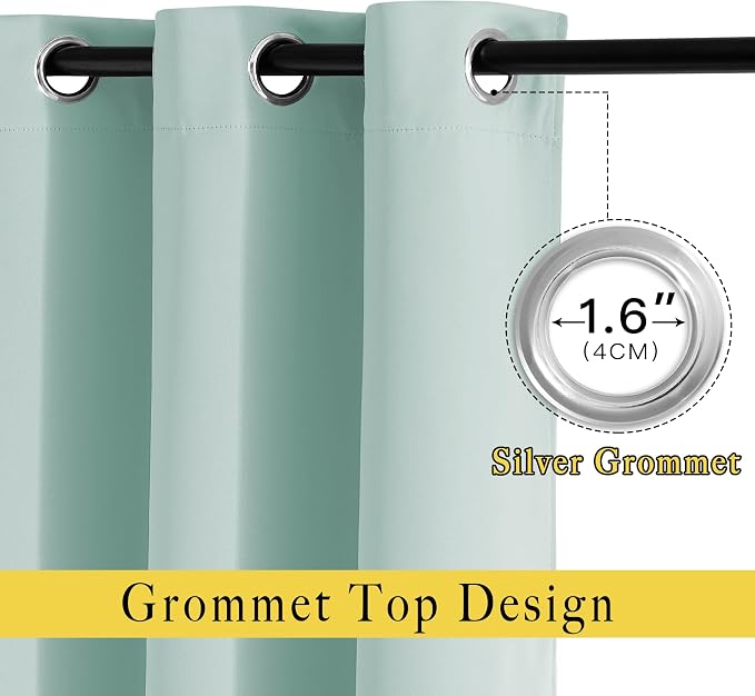 NICETOWN Aqua Blue Curtains 96 inches Long, Grommet Thermal Insulated Blackout - Image 2