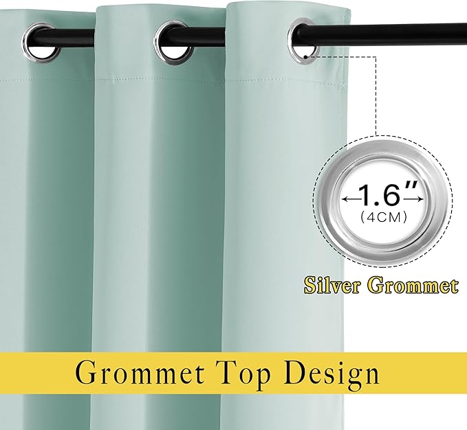 NICETOWN Aqua Blue Curtains 84 inch Length 2 Panels, Grommet Thermal Insulated - Image 2