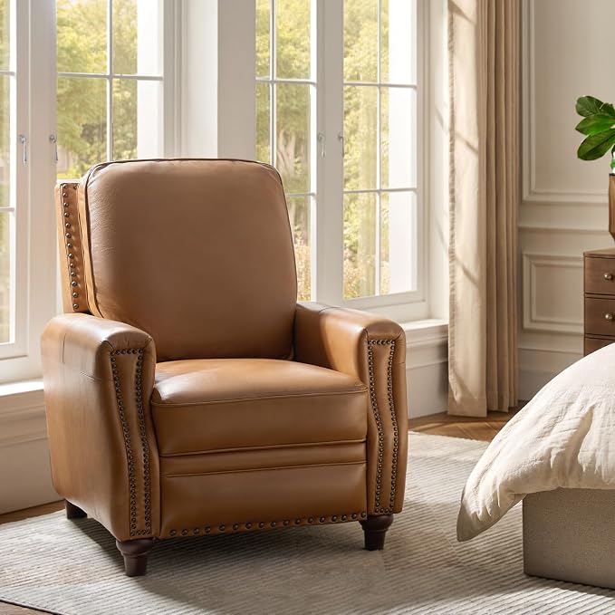 HULALA HOME Genuine Leather Manual Recliner Chair - Image 9