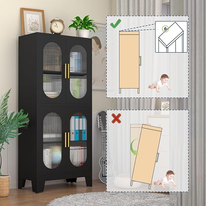 GAIOUS Black Kitchen Pantry Cabinet, Pantry Storage Cabinet - Image 3