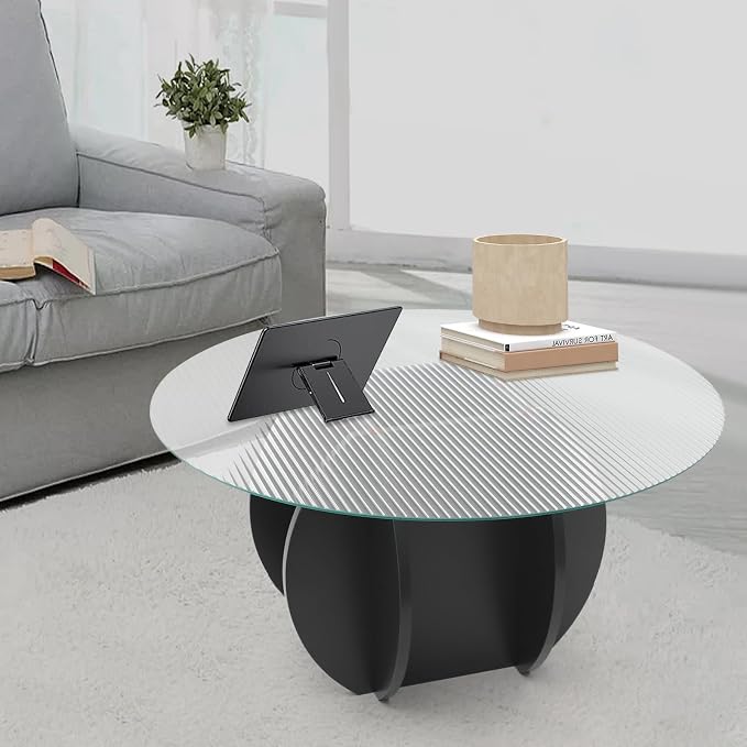 Round Glass Coffee Table for Living Room - Image 2