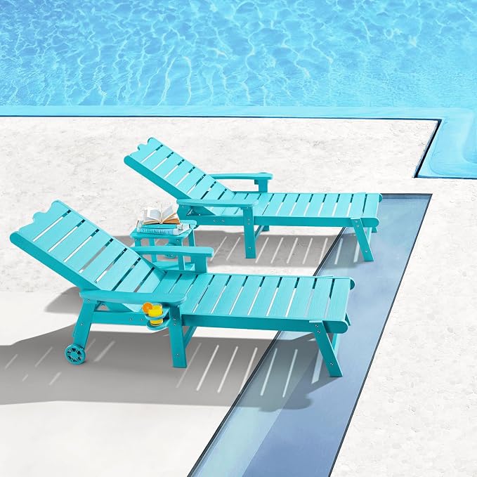 ONBRILL Patio Chaise Lounge Set of 2, Outdoor Lounge Chairs - Image 2