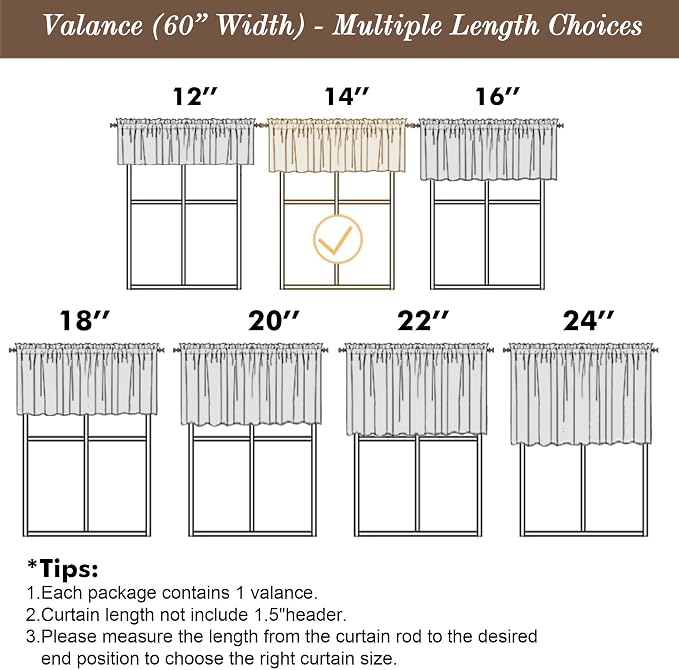 Chyhomenyc Cream Valance for Windows, Light Filtering Faux Linen Textured Small - Image 5