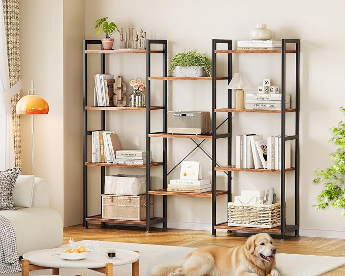 Casaottima Triple 4 Tier Bookshelf, Large Bookcase - Image 6