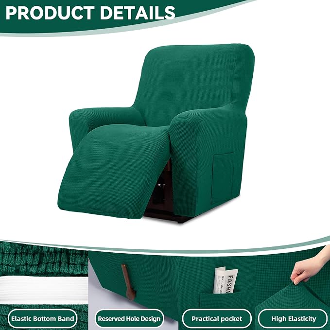 Cupuamon Recliner Chair Covers, Lazy Boy Recliner Covers Stretch Reclining - Image 4