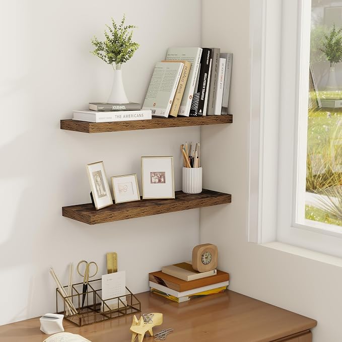 Fun Memories Floating Shelves for Wall, 22.5" Rustic Wood Deep Wall Mounted - Image 7
