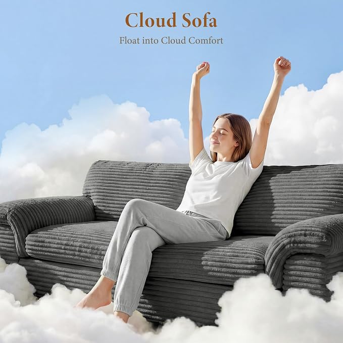Vesgantti 118" Modular Sectional Couch, Comfy Corduroy Upholstered Cloud Couches - Image 3