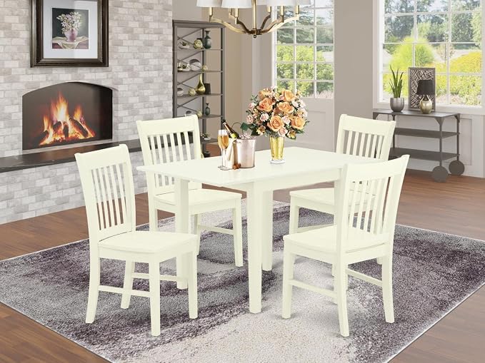 East West Furniture NDNO5-LWH-W 5 Piece Dinette Set - Image 2