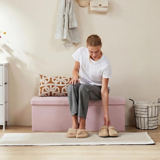 DUMOS 43in Foldable Storage Ottoman Bench, Storage Chest, Large End of Bed Foot - Image 2