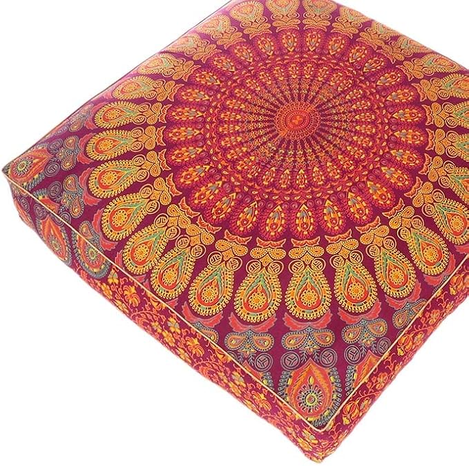 Mandala Floor Pillow Cover Meditation Cushion Seating Throw Hippie Round - Image 4
