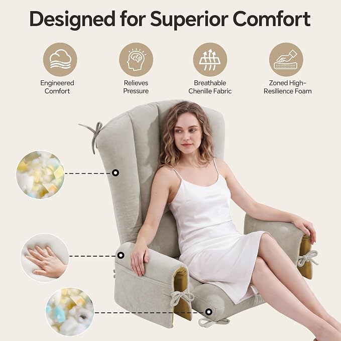 BALAPET Wingback Rocking Chair Cushion Set of 4, Ergonomic High Back Cushion - Image 4
