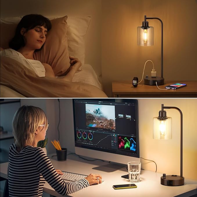 Innqoo Industrial Table Lamps for Bedrooms Set of 2 - Image 5