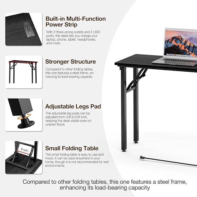 TEMI Small Computer Desk Folding Table - Image 9
