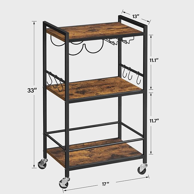 TUTOTAK Bar Cart, Home Bar Serving Cart, Microwave Cart, Drink Cart, Mobile - Image 6