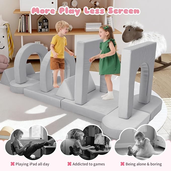 12 Pcs Modular Kids Play Couch, Toddler Couches That Fold Out, Plush Foam Chair - Image 6