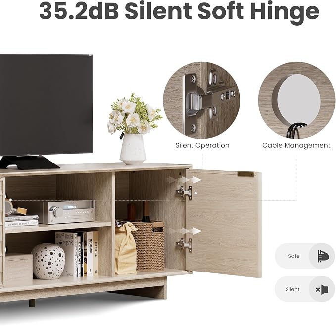 COLAMY TV Stand with Two Doors, Entertainment Center 59" with Adjustable - Image 4