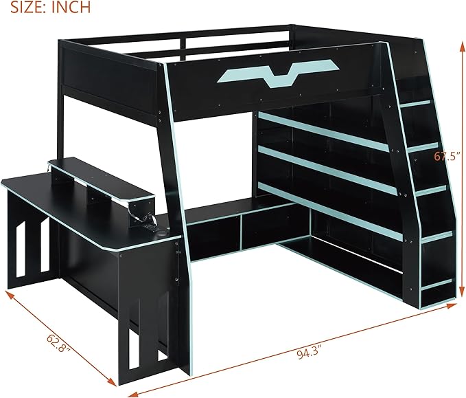 Full Size Wood Esports Loft Bed - Image 2