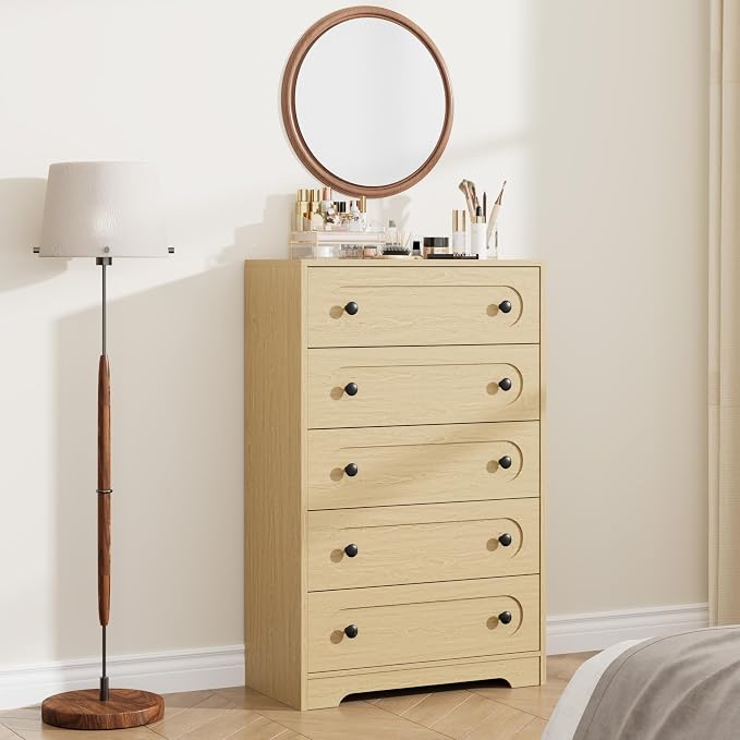 Garvee 5 Drawer Dresser for Bedroom, Wooden Mid Century Modern Chest of Drawers - Image 4