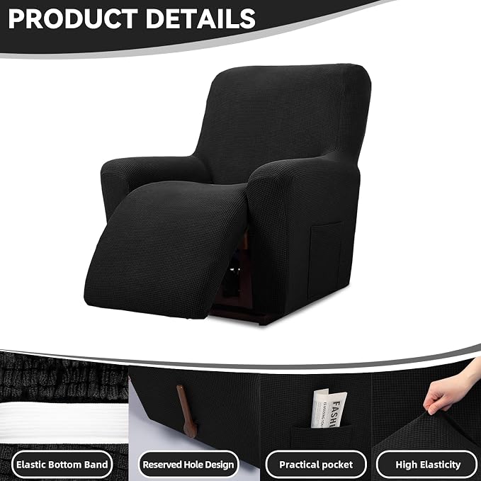 Cupuamon Recliner Chair Covers, Lazy Boy Recliner Covers Stretch Reclining - Image 4
