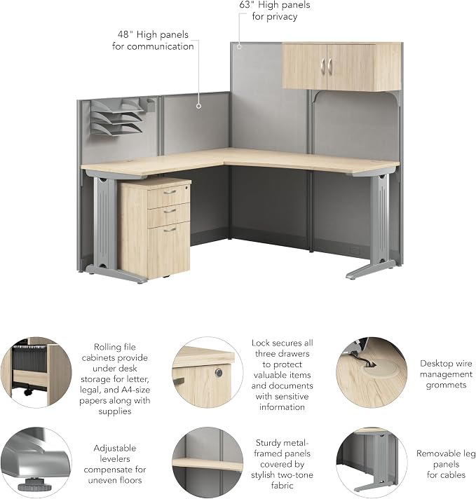 Bush Business Furniture 65-inch L Shaped Cubicle Desk - Image 8