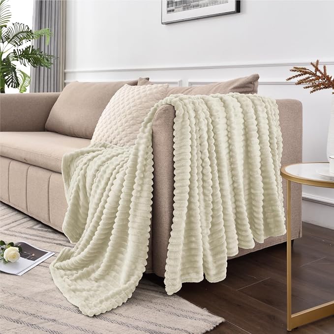 BEDELITE Fleece Blanket Twin Size – 3D Ribbed Jacquard Soft and Warm Decorative - Image 8