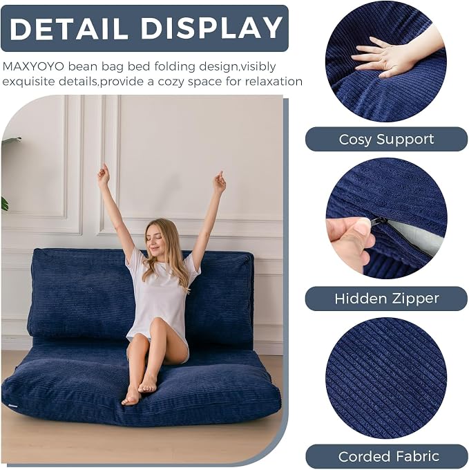 MAXYOYO Folding Sofa Bed, Extra Thick and Long Floor Sofa Convertible Sleeper - Image 6
