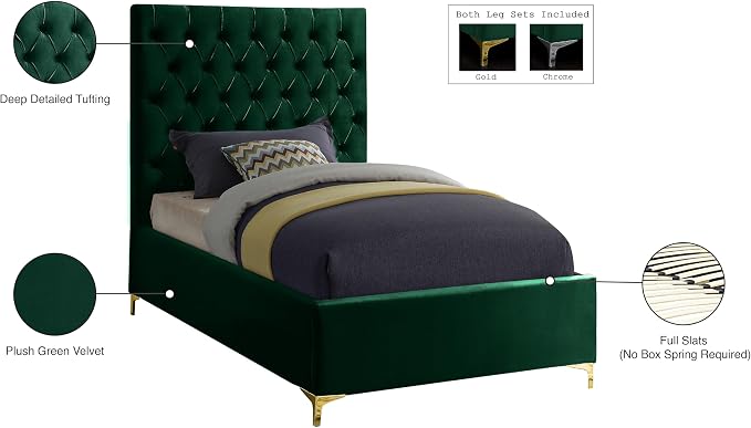 Meridian Furniture Cruz Collection Modern | Contemporary Velvet Upholstered Bed - Image 6