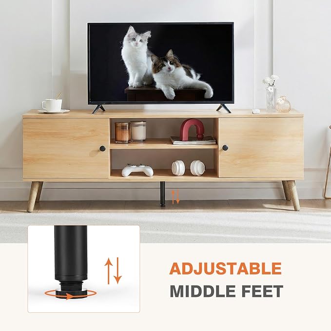 Sweetcrispy TV Stand for 55 60 inch TV, Modern Mid Century Entertainment Center - Image 7