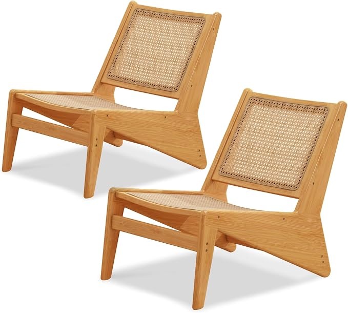 Furlide Rattan Chair 2Pcs, Mid Century Modern Accent Chair, Leisurely Reading by Furlide