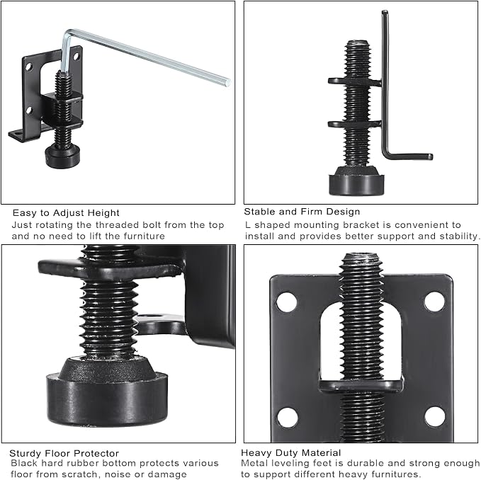 OwnMy 4 Packs Adjustable Furniture Leveling Feets L Shaped Furniture Levelers - Image 5