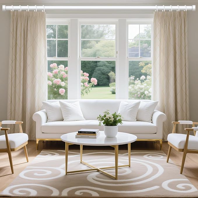 VOIIY White Curtain Rods for Windows 48 to 84 Inch, Size:36-88 Inch - Image 2