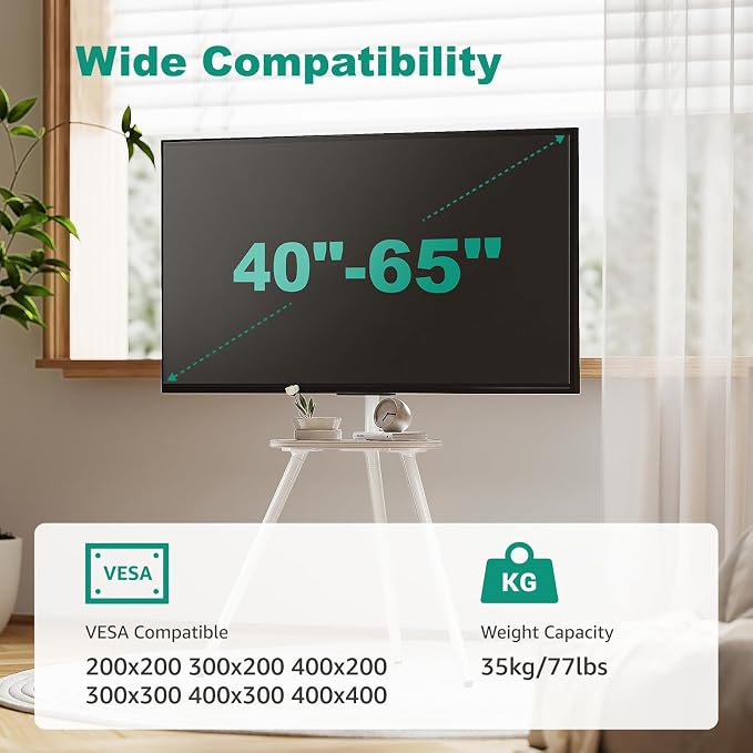 Tripod Easel TV Stand for 40 to 65 Inch LCD Led Screen, Height Adjustable and - Image 2