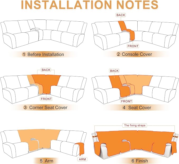 HDCAXKJ 100% Waterproof Reclining Sectional Couch Covers L Shape Recliner Sofa - Image 5