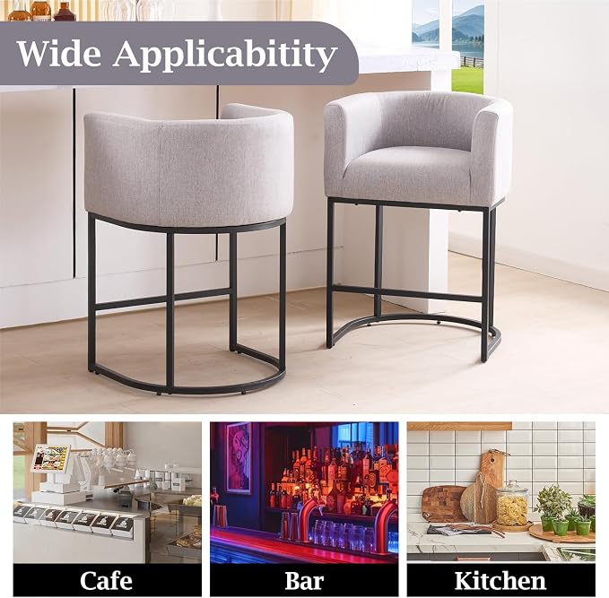 ClinQ 26" H Counter Height Bar Stools Set of 3, Modern Barrel Counter Stools - Image 5