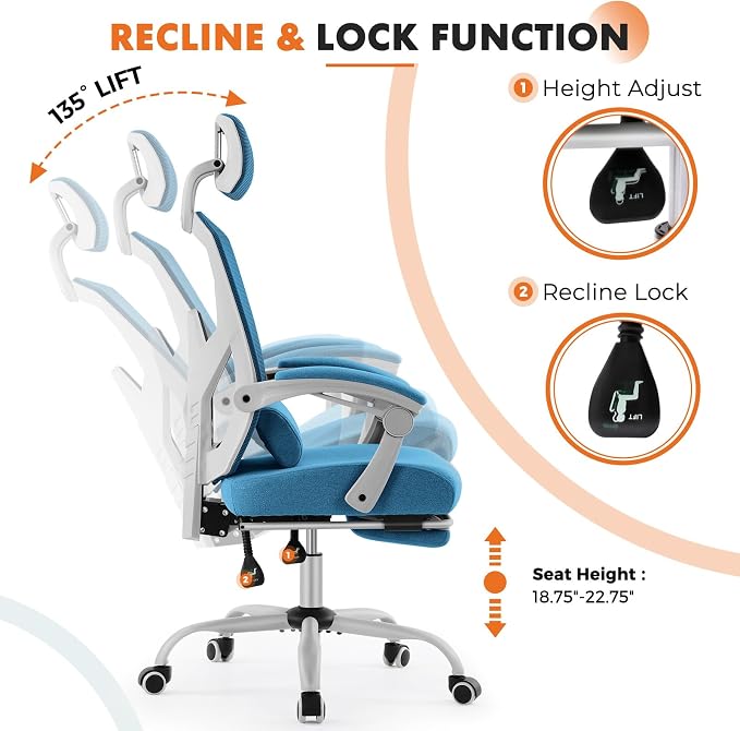 Sweetcrispy Office Computer Desk Chair Set of 2, Ergonomic High-Back Mesh - Image 6
