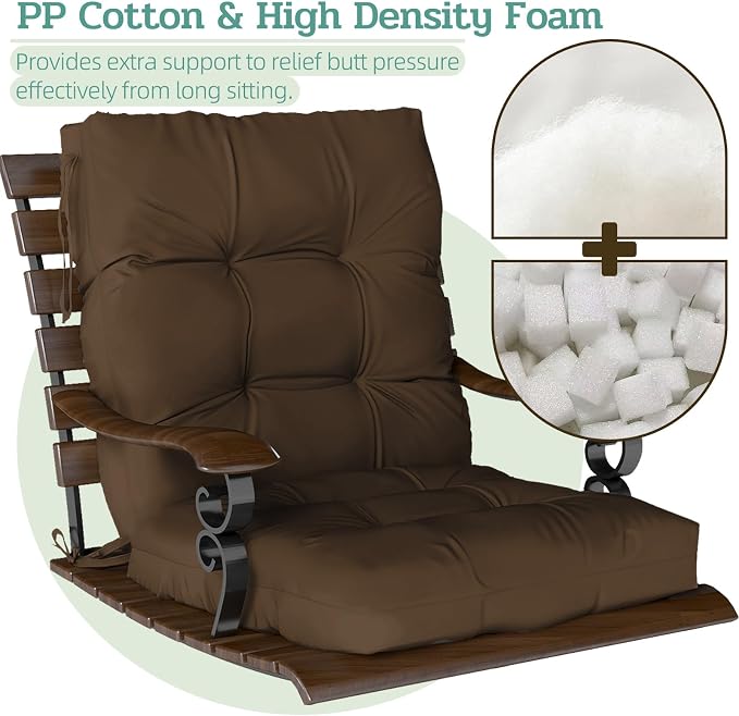 Outdoor Chair Cushions Set of 2, High Back Soft Seat Pad - Image 4