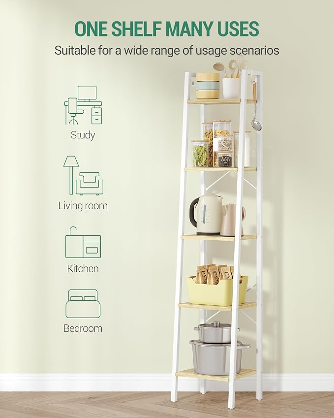 Hzuaneri Ladder Shelf, Bookshelf Bookcase, Freestanding Corner Storage Shelve - Image 6
