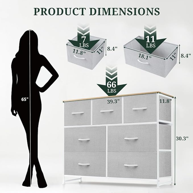 7-Drawer Dresser for Bedroom, Anti-Tip Wide Storage Organizer Fabric Chest of - Image 3